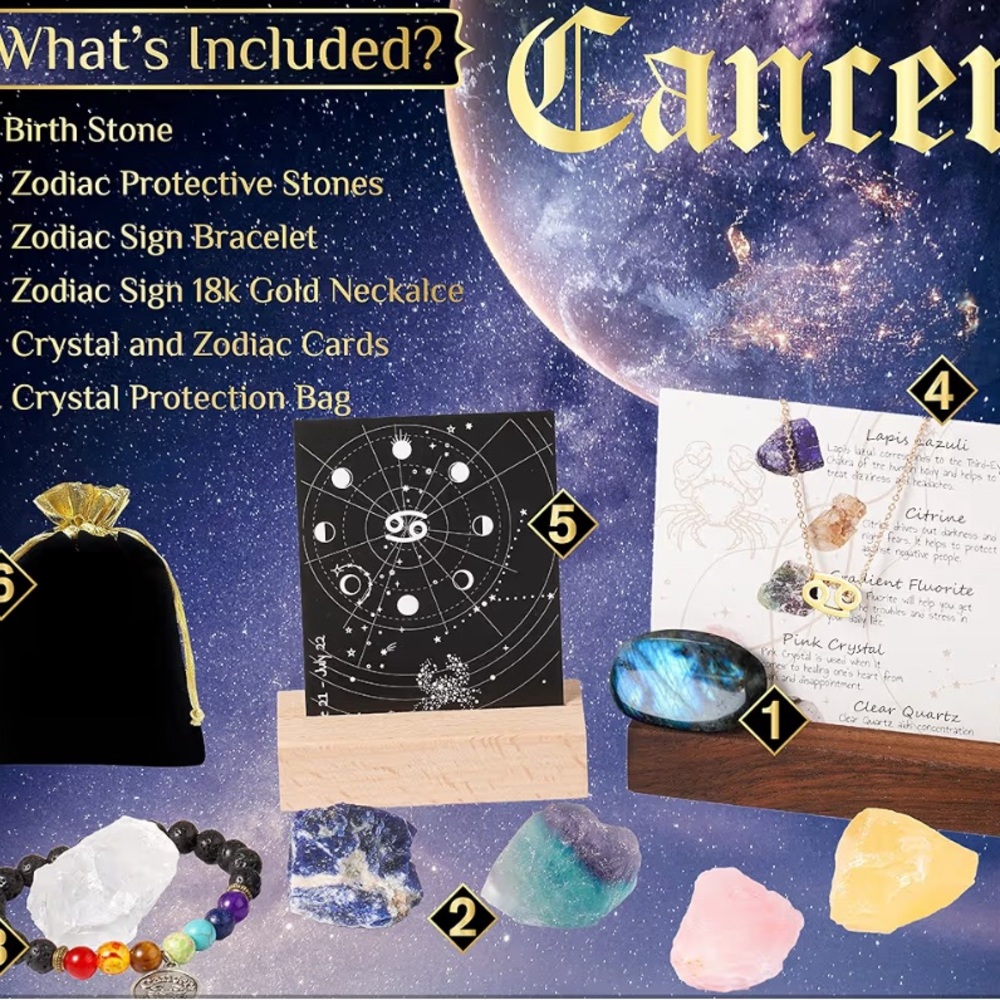Cancer Zodiac Crystal Set with Necklace and Bracelet